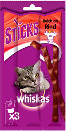 Produktbild von Whiskas Crunchy Sticks für Katzen mit Rind ohne Farb- und Aromastoffe 18 g