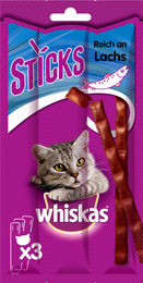 Produktbild von Whiskas Crunchy Sticks mit Lachs für die Haut- und Fellpflege 18 g