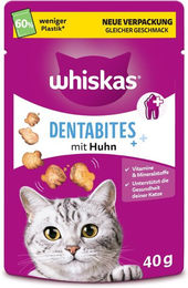 Whiskas Dentabites Zahnpflege Dentalsnack für adulte Katzen mit Huhn 40 g - 3 x 40 g – Bild 1 von 9