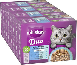 Produktbild von Whiskas Duo Katzen Nassfutter Stückchen in Gelee für adulte Katzen 96 x 85 g - 96 x 85 g