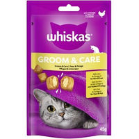 Produktbild von Whiskas Groom & Care Katzen Leckerli mit Huhn für Haut & Fell 8x45 g - 8 x 45 g
