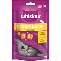 Produktbild von Whiskas Groom & Care Leckerli Paste mit Huhn für ausgewachsene Katzen zur Unterstützung von Haut & Fell 8x45g - 8 x 45 g