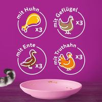 Produktbild von Whiskas Junior Katzenfutter Nassfutter Kitten Geflügel Auswahl in Gelee 48 x 85g
