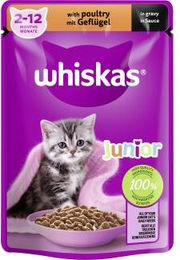 Whiskas Junior Kitten Geflügel Stückchen in Sauce 28 x 85 g - 28 x 85 g – Bild 1 von 5