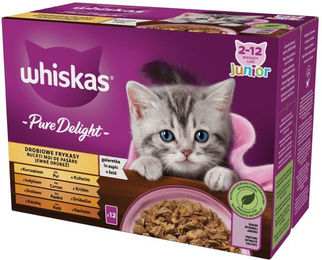 Whiskas Junior Kitten Nassfutter Geflügel Stückchen in Gelee 12 x 85 g - 12 x 85 g – Bild 1 von 2