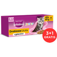Produktbild von Whiskas Junior Nassfutter für Kätzchen mit Huhn, Ente, Geflügel und Pute in Gelee 160 Beutel