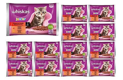 Whiskas Junior Nassfutter für Kätzchen mit Rind und Huhn in Sauce, 85g Beutel - 52 x 85 g – Bild 1 von 7