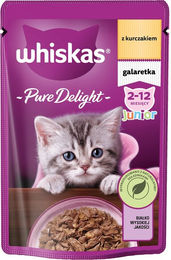 Whiskas Junior Nassfutter für Kitten mit Huhn in Gelee ohne Farb- und Aromastoffe sowie Konservierungsstoffe 85g - 85 g – Bild 1 von 2