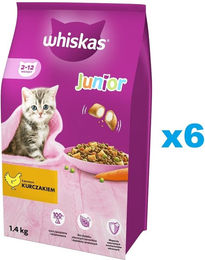 Whiskas Junior Trockenfutter Huhn für Kätzchen 6x1,4 kg ohne künstliche Zusatzstoffe - 6 x 1,4 kg – Bild 1 von 5