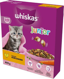 Whiskas Junior Trockenfutter Huhn für Kitten 800g ohne Farb- und Aromastoffe - 2 x 0,8 kg – Bild 1 von 3