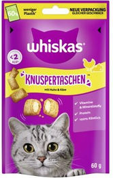 Whiskas Katzen Leckerli Knuspertaschen Huhn und Käse 6x60 g - 6 x 60 g – Bild 1 von 3