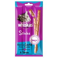 Produktbild von Whiskas Katzen Leckerli Sticks mit Lachs für erwachsene Katzen 14 x 6 g - 6 x 36 g