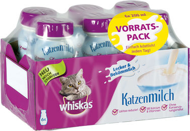 Produktbild von Whiskas Katzen-Milch Liquid für Kitten laktosefrei 1200 ml 6er Pack