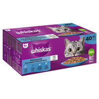 Produktbild von Whiskas Katzen Nassfutter Fisch Auswahl Stückchen in Gelee für erwachsene Katzen 40 x 85 g - 40 x 85 g