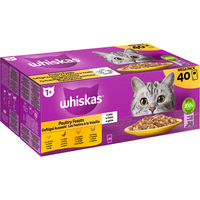Produktbild von Whiskas Katzen Nassfutter Geflügel Auswahl in Gelee für erwachsene Katzen 40 x 85g - 40 x 85 g
