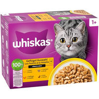 Produktbild von Whiskas Katzen Nassfutter Geflügel Auswahl Stückchen in Sauce Adult 48 x 85g Beutel - 48 x 85 g