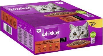 Whiskas Katzen Nassfutter Multipack Stückchen in Sauce Rind Huhn Lamm Geflügel Adult 80 x 85g - 80 x 85 g – Bild 1 von 3