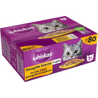 Produktbild von Whiskas Katzenfutter Adult Fisch Auswahl Stückchen in Gelee 80 x 85 g