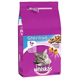 Produktbild von Whiskas Katzenfutter Kroketten Lachs für sterilisierte Katzen 1,75 kg