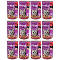 Produktbild von Whiskas Katzenfutter Nassfutter Adult Stückchen in Sauce mit Rind 12 x 400g - 12 x 400 g