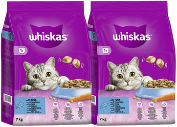 Whiskas Katzenfutter Trockenfutter Thunfisch für erwachsene Katzen 2 x 7kg ohne Farb- und Aromastoffe – Bild 1 von 4