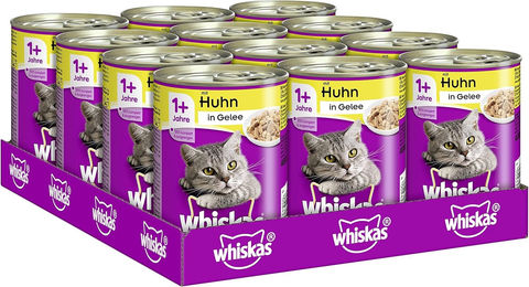 Whiskas Katzennassfutter Adult Huhn Stückchen in Gelee 12x400g - 12 x 400 g – Bild 1 von 2