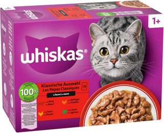 Whiskas Katzennassfutter Multipack 1+ Adult Stückchen in Sauce Rind und Lamm 12 x 85 g - 12 x 85 g – Bild 1 von 8