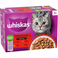 Produktbild von Whiskas Katzennassfutter Multipack 1+ Adult Stückchen in Sauce Rind und Lamm 12 x 85 g - 12 x 85 g