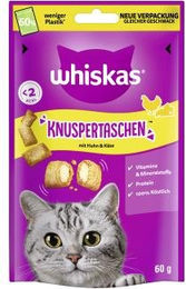 Whiskas Knuspertaschen Huhn und Käse Katzen Leckerli Adult 360 g - 6 x 60 g – Bild 1 von 7