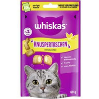 Produktbild von Whiskas Knuspertaschen Huhn und Käse Katzen Leckerli Adult 360 g - 6 x 60 g
