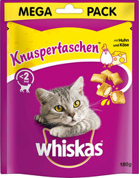 Whiskas Knuspertaschen Katzen-Leckerli Huhn und Käse für erwachsene Katzen 180g - 180 g – Bild 1 von 8