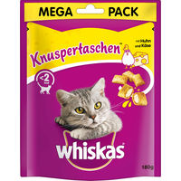 Produktbild von Whiskas Knuspertaschen Katzen-Leckerli Huhn und Käse für erwachsene Katzen 180g - 180 g