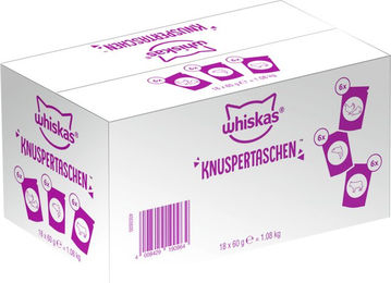 Whiskas Knuspertaschen Katzensnacks Mix Huhn, Rind und Lachs 18 x 60 g – Bild 1 von 4