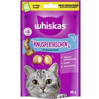 Produktbild von Whiskas Knuspertaschen Lachs Leckerli für erwachsene Katzen 360 g - 6 x 60 g