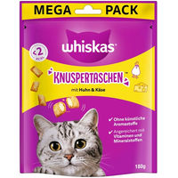 Produktbild von Whiskas Knuspertaschen Leckerli mit Huhn für erwachsene Katzen 8x180g