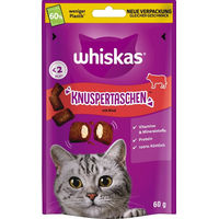Produktbild von Whiskas Knuspertaschen Rind Katzen-Leckerli für erwachsene Katzen 60 g - 6 x 60 g