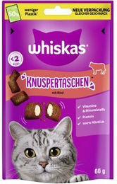 Whiskas Knuspertaschen Rind Leckerli für Katzen 6x60 g - 6 x 60 g – Bild 1 von 2