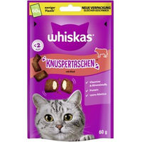 Produktbild von Whiskas Knuspertaschen Rind Leckerli für Katzen 6x60 g - 6 x 60 g