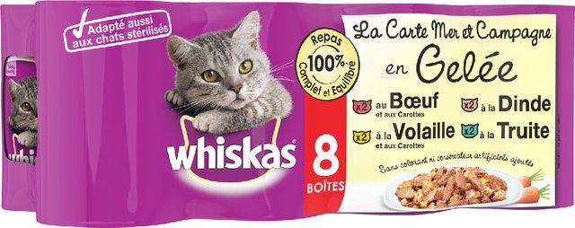 Produktbild von Whiskas La Carte Katzen Nassfutter Adult Sterilisiert Stückchen in Gelee 24 x 390 g - 24 x 390 g