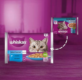 Whiskas Nassfutter für adulte Katzen Fisch-Auswahl mit Lachs und Thunfisch in Gelee, 52 Beutel à 85g - 52 x 85 g – Bild 1 von 4