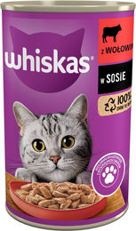 Whiskas Nassfutter für adulte Katzen mit Rind in Soße 400g ohne Farb- und Aromastoffe sowie Konservierungsstoffe - 400 g – Bild 1 von 2