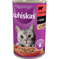 Produktbild von Whiskas Nassfutter für adulte Katzen mit Rind in Soße 400g ohne Farb- und Aromastoffe sowie Konservierungsstoffe - 400 g