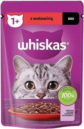 Produktbild von Whiskas Nassfutter für adulte Katzen mit Rindfleisch-Stückchen in Sauce 85g - 56 x 85 g
