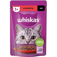Produktbild von Whiskas Nassfutter für adulte Katzen mit Rindfleisch-Stückchen in Sauce 85g - 56 x 85 g