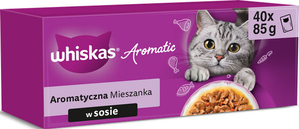 Produktbild von Whiskas Nassfutter für adulte Katzen Mix mit Schwein, Huhn, Fisch und Lachs in Soße 4x85 g
