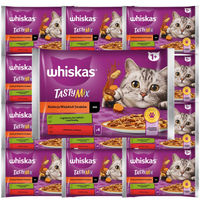 Produktbild von Whiskas Nassfutter für Katzen Adult Stückchen in Sauce Lamm Huhn Rind Geflügel 52x85g
