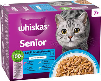 Whiskas Nassfutter für Katzen Senior Fisch Stückchen in Gelee 12 x 85 g – Bild 1 von 2