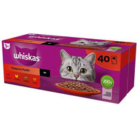 Produktbild von Whiskas Nassfutter Mix Stückchen in Sauce für adulte Katzen Rind Lamm Geflügel 40x85 g - 40 x 85 g