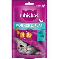 Produktbild von Whiskas Pounce & Play Katzen-Leckerli Huhn für erwachsene Katzen 8 x 45 g - 8 x 45 g