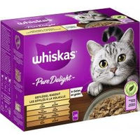 Produktbild von Whiskas Pure Delight Geflügel Stückchen in Gelee Katzenfutter Adult 48 x 85 g Multipack ohne Farb- und Aromastoffe sowie Konservierungsstoffe - 12 x 85 g